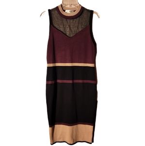 NWOT Say What? Colorblock Sheer Neckline Knit Dress Size Medium